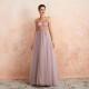 Side Slit Backless Tulle Party Gown Floor Length Red Carpet